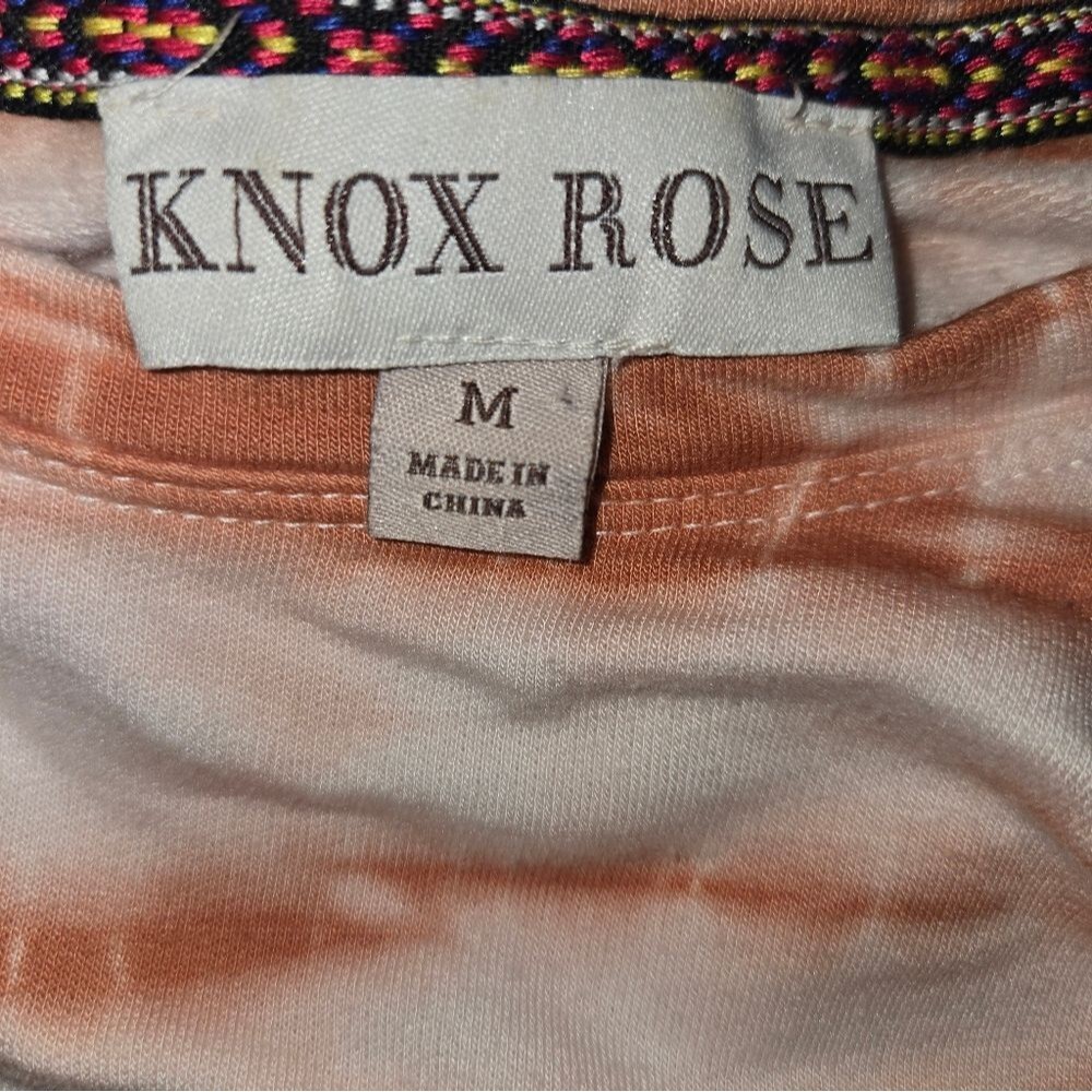Knox Rose Tie-Dye Long Sleeve Top in White, Pink and Rust - Picture 3 of 3